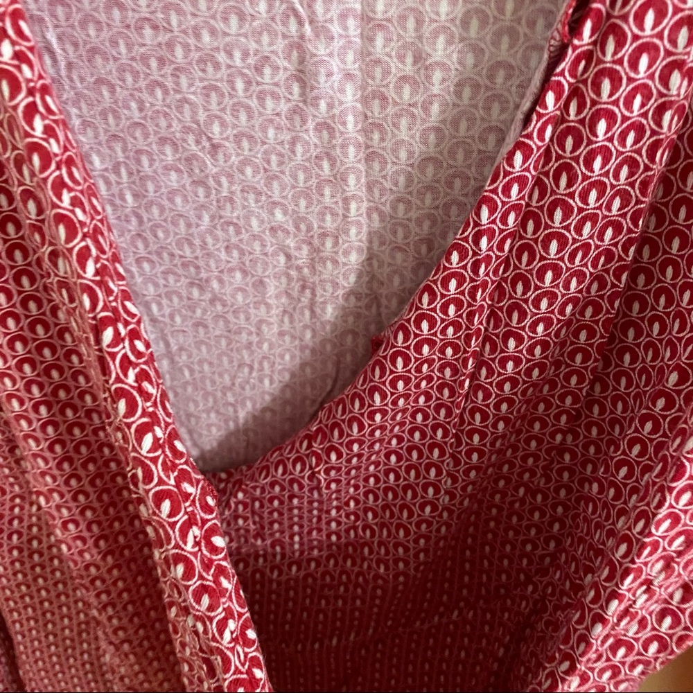 Talbots Red Wrap Top Geometric Print Size M - image 2